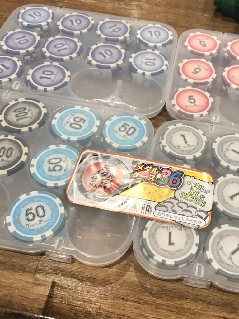 ダイソー-ポーカーチップ-レビュー-使い心地-初心者, 100均-ポーカーチップ-おすすめ-宅ポーカー-体験談, ダイソー-ポーカーチップ-ボードゲーム-代用-活用術